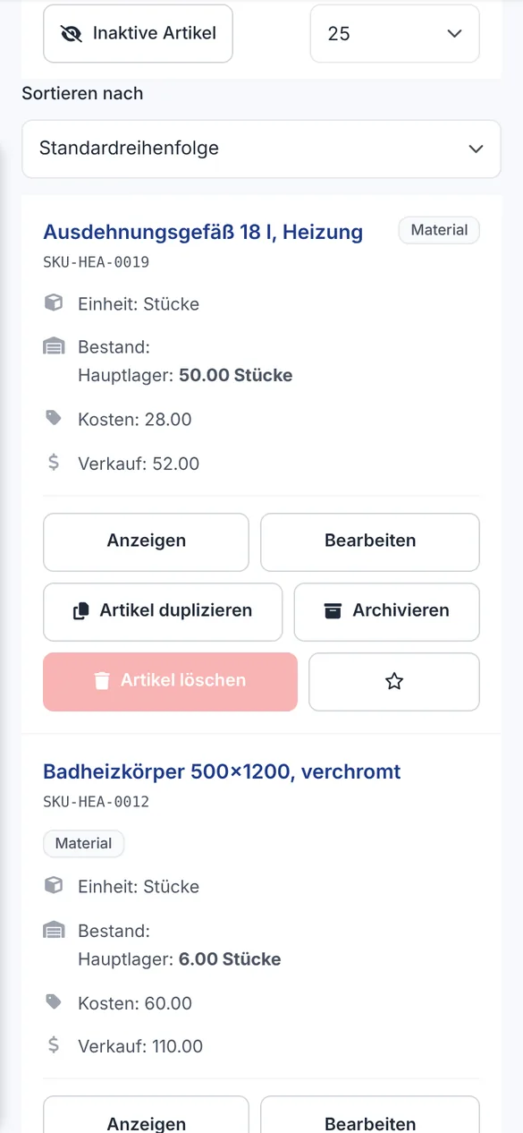 Lagerartikel mit Ausdehnungsgefäß 18 Liter und Badheizkörper, Bestand im Hauptlager und Verkaufspreis