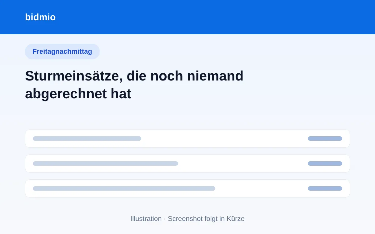 Übersicht fertiger Sturmeinsätze, die noch nicht abgerechnet sind