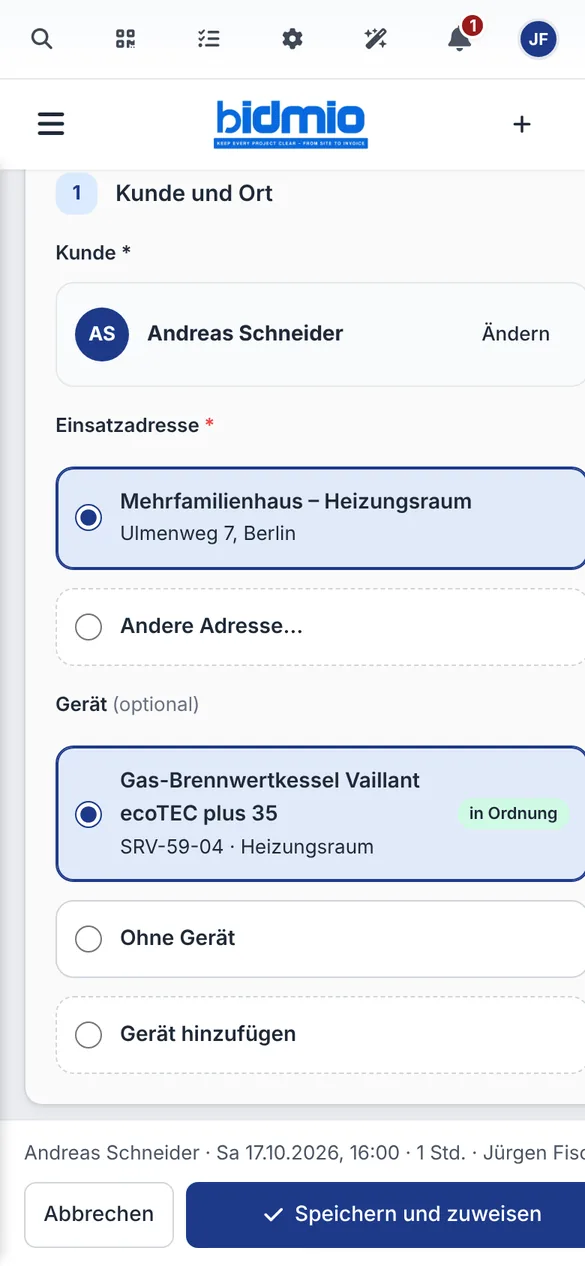 Neuer Serviceauftrag für Andreas Schneider mit Heizungsraum im Ulmenweg 7 Berlin und Vaillant-Kessel